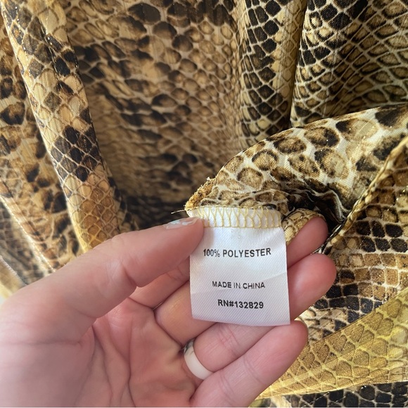 Superdown Revolve Aliza Snakeskin Pattern Bodysuit Sheer Long Sleeve XS - Picture 6 of 6